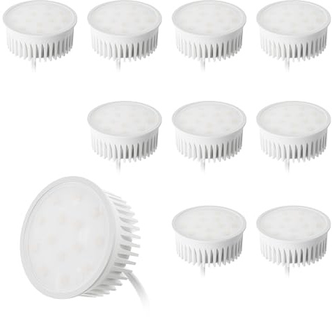 KYOTECH Set med 10 st neutral vit LED-modul, 4 000K, ultraplatt ø 50 x 23 mm, 5 W, 400 LM, ersätter GU10, MR16, lampa för infällda armaturer, takspotlights, infällda spotlights, taklampor, spotlights