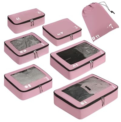 ECOHUB Koffer Organizer Packing Cubes 7-Teiliges Packwürfel Set für Koffer und Rucksack