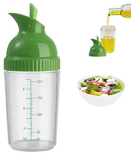 Jorzer Botella de mezcladora de aderezo de Ensalada de Ensalada de Ensalada con Escala y Verter boqueo de Apertura de Apertura de Apertura Recipiente para aderezo para Mezclar Salsas 200 ml