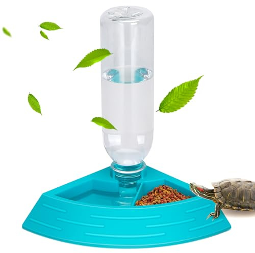 Nobleza - Alimentatore Automatico Rettile, Distributore di Acqua per Rettili Rettile Acqua Piatto Angolo Tartaruga Acqua Dispenser Bottiglia Tartaruga Cibo Ciotola (Blu, Taglia S)