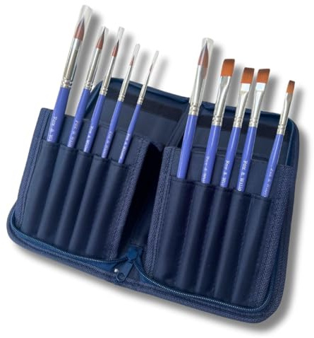 Fox & Willow Artist Paint Brushes Set - Watercolour, Oil, Acrylic and Gouache Paintbrushes - 10 Artist Brushes with a Paint Brush Holder/Pop Up Stand Included.