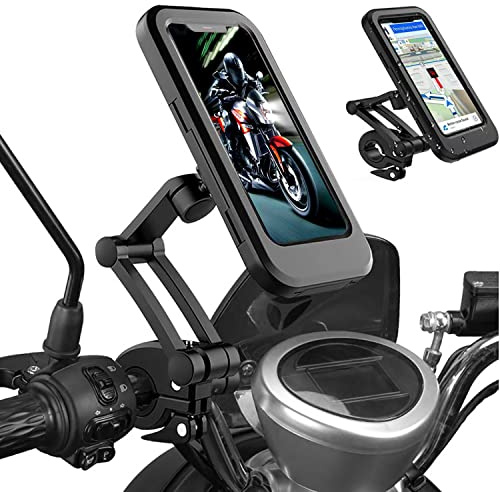 Bike Phone Mount Waterproof.Universal Bike Mobile Phone Holder,Adjustable Motorcycle Phone Mount with Touch Screen/360° Rotation for Motorbike Bicycle Stroller Handlebar Clamp Fits 4-6.8'' Cellphones.