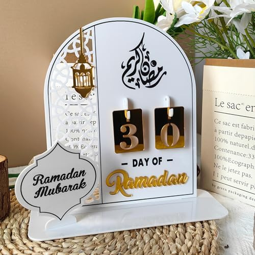 Ramadan Calendario Eid Mubarak Decorazione fai da te Islam Decorazione in acrilico Ramadan, calendario dell'Avvento, conto alla rovescia, decorazione per la preghiera, per il soggiorno