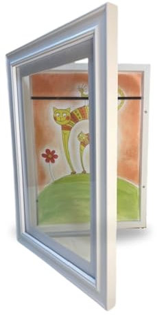 BUDYX. Cornice A4 profonda 3D con vetro.Cornice Porta disegni bambini Apertura e chiusura frontale magnetica. Per esporre, archiviare e proteggere le opere d'arte dei bambini. Verticale, orizzontale