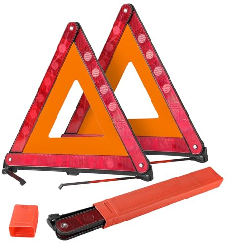 DASBET Emergency Warning Triangles Roadside Safety Triangle | 2 Pack Foldable Warning Reflective Triangle with Case for Vehicles Breakdown
