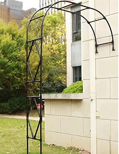 Arco de jardín de rosas de metal elegante decoración al aire libre para plantas trepadoras y árboles, 240 x 240 cm, color negro