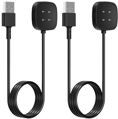 2Pcs Chargeur Compatible Fitbit Sense/Sense 2/Versa 3/Versa 4, Magnétique Chargeur, Câble de Chargement 1M, Station de Charge à Haute Vitesse pour Montres Connectées, Protection contre les Surtensions