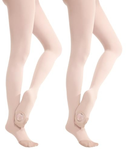 MANZI Women's Professional Convertible Ballet Tights - Ultra Soft for Dance Performance Transition(Ballet Pink,M-L)