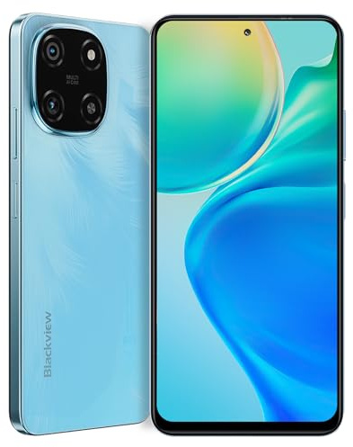 Blackview Color 6 Unlocked Mobile Phones, (2025) Newest, 24GB+256GB/2TB, 50MP+13MP AI Camera, 5000mAh/18W, Dual SIM Smartphone, 4G Android 15 Smart Phone, 5G WiFi/OTG/GPS, Fingerprint/Face ID, Blue