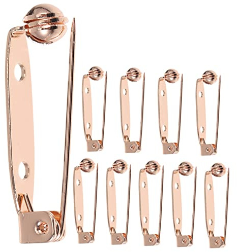 POPETPOP Lot De 10 Broches De Barre En Métal Doré 35 Mm, Fixation Sécurisée Pour Création De Broches, Accessoires Diy Pour Couture Et Cosplay, Épingles Artisanales Robustes Et Légères