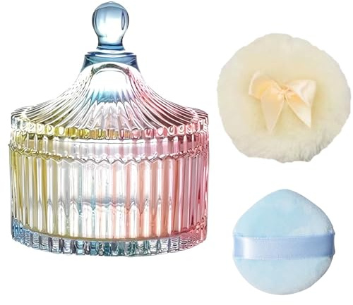 Contenitori In Vetro Per Polvere, Contenitore per Polvere per Il Corpo, Barattolo Di Polvere Di Cristallo, Con Piuminitalco, per Neonati, Regalo Adatto Alle Donne (color vetro)