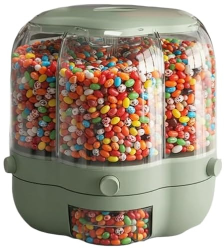 Godisautomat 360° Roterande Med 6 Fack, 6-fack Stor Kapacitet Godismaskin Julgodispåfyllningslåda Med Lock(Green,M)