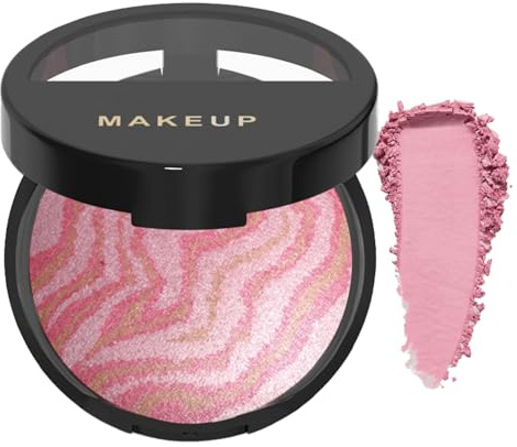 Baked Blush, Buildable Blush Powder, Long-lasting 24H Wear, Shimmer Brick Pressed Blusher, Transfer, Water & Sweat Resistant, New Formula (#02)