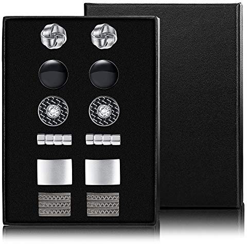 YADOCA 6 Pezzi Rame Gioielli Gemelli Camicia Uomo Matrimonio Eleganti Classici attività Commerciale Regalo Scatola