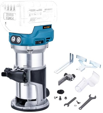 Cortadora de madera inalámbrica KATSU, laminador, enrutador, carpintería, herramienta de 18 V con 3 pinzas de mandril, solo cuerpo de 1/4 , 6 mm y 8 mm