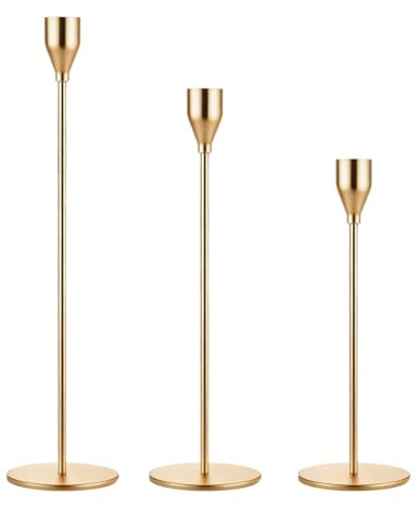 LXTaoler Candle Holders for Taper Candles, Set of 6 Metal Candle Stand Modern Decorative Candlestick Holder for Wedding, Dinning, Party (Gloden)