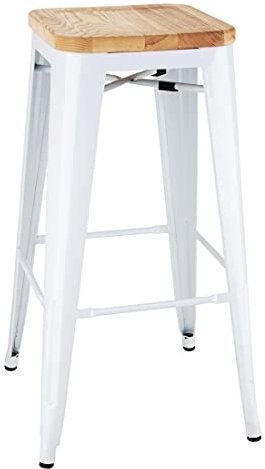 Bolero Bistro High Stools with Wooden Seatpad White (Pack of 4)