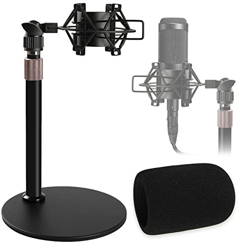 AT2020 Tisch Mikrofonständer mit Mikrofonspinne und Windschutz aus Schaumstoff für Audio Technica AT2020V AT2020USB+ AT2035 ATR2500X Kondensatormikrofon
