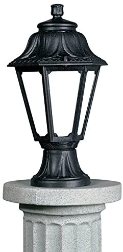 B·LED BARCELONA LED BarcelonaLED Fumagalli Farol de Pie Sobremuro Exterior IP55 Para Jardin Terraza Patio Estilo Farola Clásico Negro con Difusor Opal Casquillo E27