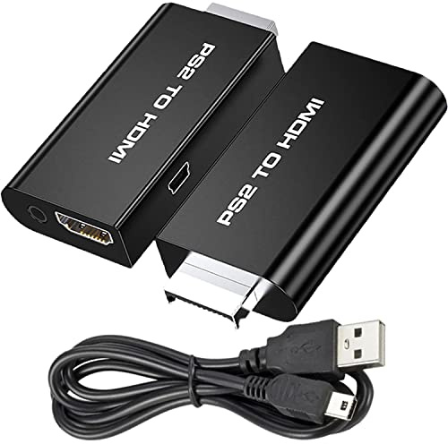 Retoo PS2 till HDMI-Omvandlare Med Ljud 3,5 mm Utgång för HDTV-Skärm, Signalomvandlare för Playstation 2, Videoadapter Med Hörlurar Ljuduttag