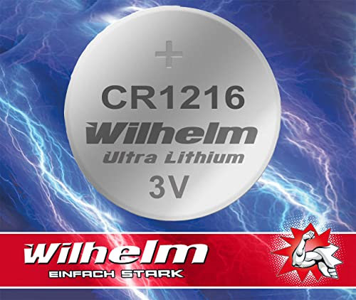 1 x CR1216 CR 1216 WILHELM Lithium Knopfzelle 3V 26 mAh ø12 x 1,6 mm Batterie DL1216