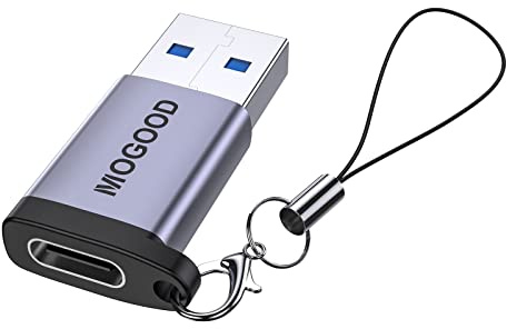 MOGOOD Adattatore USB C USB, Convertitore USB A USB C con Gancio 1 Pezzi | Portatile, Adattatore USB in Lega di Alluminio per Magsafe Watch iPhone 17/16 Galaxy S26 S25 CarPlay iPad PC Laptop MacBook