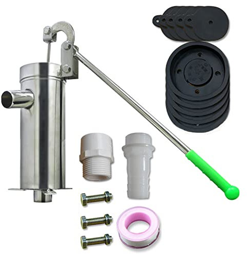 Locci Pompa a mano in acciaio inox, pompa a mano per casa, cortile, giardino, fattoria, pompa per fontana (cilindro dritto)