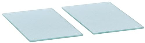 Glasschneidebrettchen 2er Set aus Sicherheitsglas mit Silikonfüßen, transparent, 25 x 15 cm