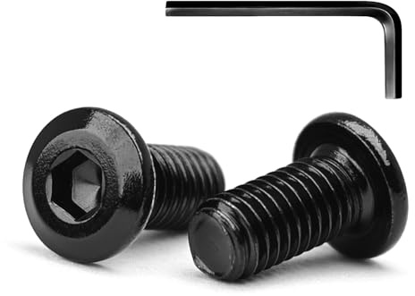 M6 x 16mm 10Pcs Tête Plate Vis D'assemblage à Six Pans Creux, Vis à Tête Plate, Acier Inoxydable A2 V2A, Boulons de Meubles, Filetage Complet, Oxyde Noir (Avec Clé Hexagonale)