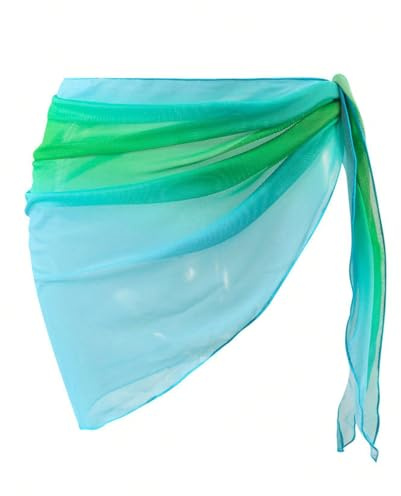 AMateschitz Vestito da spiaggia da donna corto bikini copertura gonna avvolgente colore sfumato sarong vestito avvolgente costume da bagno vita mare sexy pareos costume da bagno chiffon spiaggia