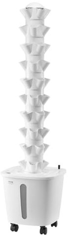 VEVOR Système de Culture Hydroponique, 50 Fentes de Plantation, Tour Hydroponique sur roulettes à 10 Niveaux, avec Pompe à Eau, Kit Germination de Plantes pour Herbes, Fruits, Légumes d'Intérieur