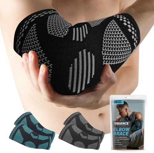 2 Pezzi Gomitiera Elastica per Supporto Braccio, Fascia per Protezione da Gomito, Supporto durante lo Sport, Fascia Gomito Palestra, Unisex Uomo-Donna,Nero,L