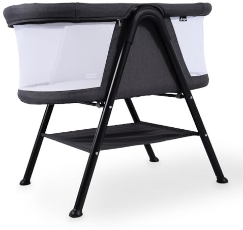 Kiddies Kingdom Aya Easy Dream Portable Baby Crib, with Mesh Sides, Lightweight Design for Newborns and Toddlers (Black/Graphite)