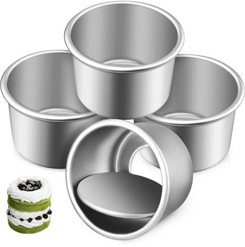 TOPPERFUN 1 Set Stampo Da Torta Tortiere Inferiori Rimovibili A Sgancio Rapido Mini Tortiera in Alluminio X Forniture Per Cuocere Per Torta Scatole Di Torte Lega Di Alluminio Argento 4 Pezzi