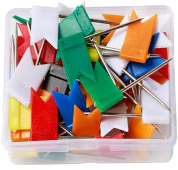 JUGUTA Lot de 80 punaises pour drapeau de carte, drapeaux de marquage, aiguilles de pin, punaises multicolores pour tableau d'affichage, bulletin et cartes
