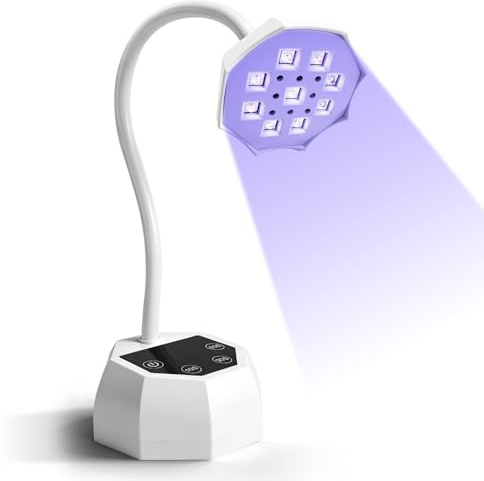 Lampada UV LED per Unghie Weiße Lotus - Sensore Intelligente 48W 365+395nm, Ricaricabile 1500mAh, Collo d'Oca Flessibile, Garanzia 365 Giorni