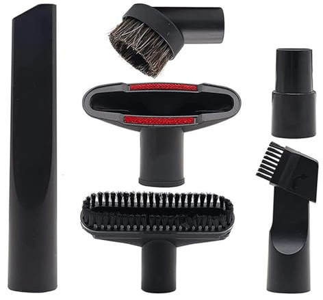 6 Pcs Vacuum Cleaner Accessories Compatible with Karcher, Shark, Henry Hoover, Other Vacuums, PP Hair Combination Brush 2 in 1 Brush Long Flat Suction, Round Horsehair Brushes 35mm to 32mm Adapter
