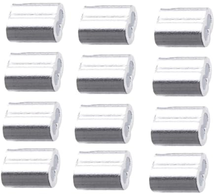 TOYZFRIENDY 200 piezas Unidades Manguitos de Aluminio con Doble Orificio para Cable de Acero de Abrazaderas de Cuerda Resistentes la Corrosión para Fijar Lazos Cables de Alambre