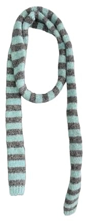 Kashmirscarf， Stickad ullhalsduk for kvinnor flerfärgad randig 10x160cm(Blue Gray)