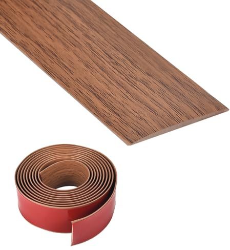 Övergångsprofil självhäftande vinyl övergångsskena, golvlist golv täcklister träkorn täcklister för golv (valnötsträådring, 5 cm × 6 m)