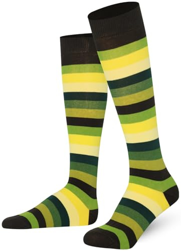 Mysocks® unisex knee high long striped socks with extra fine combed cotton - Green -