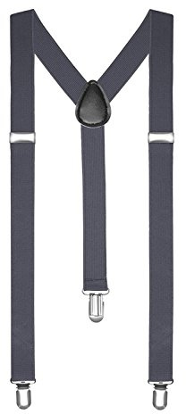 Boolavard Braces/Suspenders One Size Fully Adjustable Y Shaped With Strong Clips