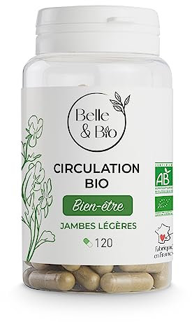 COMPLEXE CIRCULATION & JAMBES LOURDES - CIRCULATION BIO - 4 actifs végétaux certifiés Bio - 120 comprimés - Cure 1 mois - Complément Alimentaire BELLE&BIO - Fabriqué en France