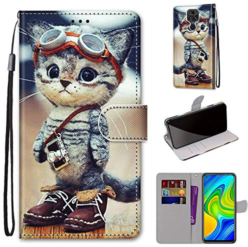 SIENIANLINE Funda para Xiaomi Redmi Note 9, Funda Libro Xiaomi Redmi Note 9/Redmi 10X, PU Cuero Flip Carcasa Fundas Móvil de Tapa Libro para Xiaomi Redmi Note 9 6,53