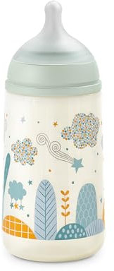 Suavinex, Babyflasche 270 ml mit physiologischem Sauger SX Pro aus Silikon, mit Anti-Colic-Ventil, mittlerer Nahrungsfluss (M), für Babys +3 Monate, Dreams Blue