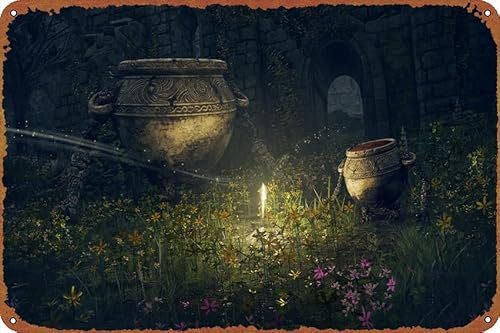 ZTLLFV Videospiel Elden Ring Club Schlafzimmer Büro Kaffee Bar Wandkunst Retro Poster Blechschilder 30,5 x 20,3 cm