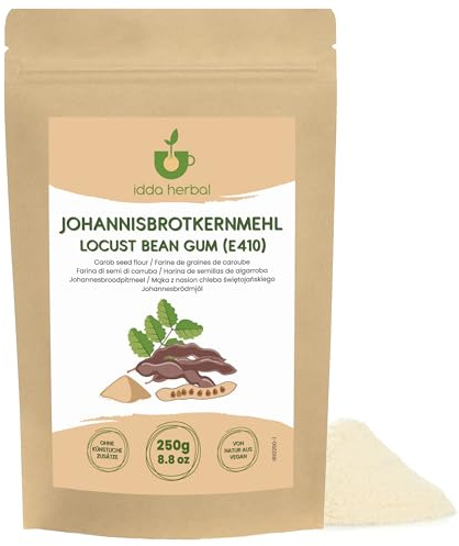 IDDA Herbal Poudre de Caroube E410 250g, Graines de Caroube Poudre sans Gluten, Viscosité 3000 CPS