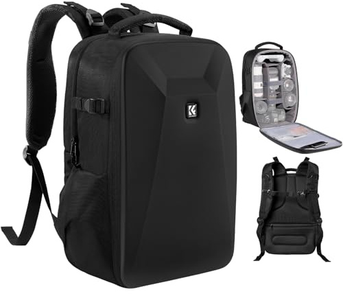 K&F CONCEPT Camera Backpack,Hardshell DSLR Photography Camera Bag with 15-15.6 Inch Laptop Compartment Waterproof Camera Case Compatible for Canon/Nikon/Sony/DJI Mavic Drone