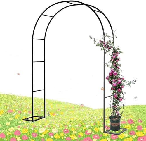 QPZMALSKY 120cm 140cm 180cm Arc De Jardin Métallique 240cm 350cm Arc pour Vignes Roses, Arc De Mariage en Plein Air, Noir, W1,2 M * H2.2m
