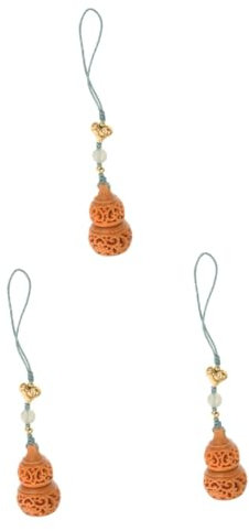 WRITWAA 3pièces Pendentif Forme De Gourde Suspendu De Santal Accessoire Décoratif Vintage Et Unique pour Clés Et Voitures Fait Main Et Léger